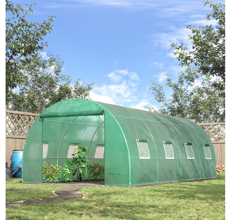 Image 976225_ALTMORE1.jpg, Product 976-225 / Price $192.99, Outsunny Walk-in Tunnel Greenhouse 19 x 10 x 6.6 ft Hoop House, Green from Outsunny on TSC.ca's Home & Garden department