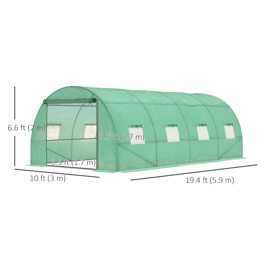 Image 976225_ALTMORE2.jpg, Product 976-225 / Price $192.99, Outsunny Walk-in Tunnel Greenhouse 19 x 10 x 6.6 ft Hoop House, Green from Outsunny on TSC.ca's Home & Garden department