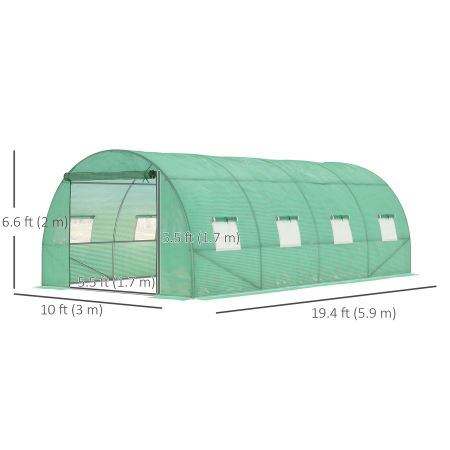 Image 976225_ALTMORE2.jpg, Product 976-225 / Price $189.99, Outsunny Walk-in Tunnel Greenhouse 19 x 10 x 6.6 ft Hoop House, Green from Outsunny on TSC.ca's Home & Garden department