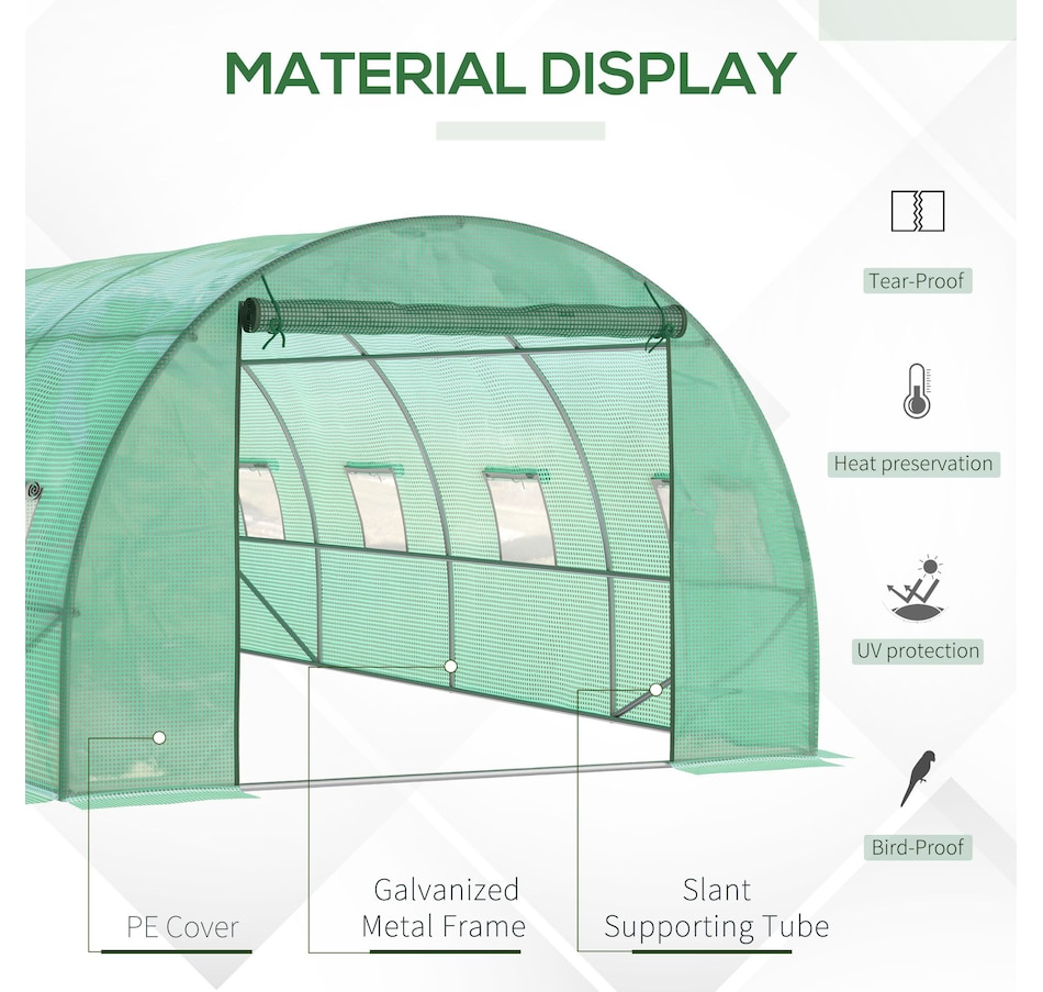 Image 976225_ALTMORE3.jpg, Product 976-225 / Price $192.99, Outsunny Walk-in Tunnel Greenhouse 19 x 10 x 6.6 ft Hoop House, Green from Outsunny on TSC.ca's Home & Garden department