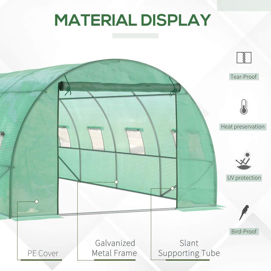 Image 976225_ALTMORE3.jpg, Product 976-225 / Price $189.99, Outsunny Walk-in Tunnel Greenhouse 19 x 10 x 6.6 ft Hoop House, Green from Outsunny on TSC.ca's Home & Garden department