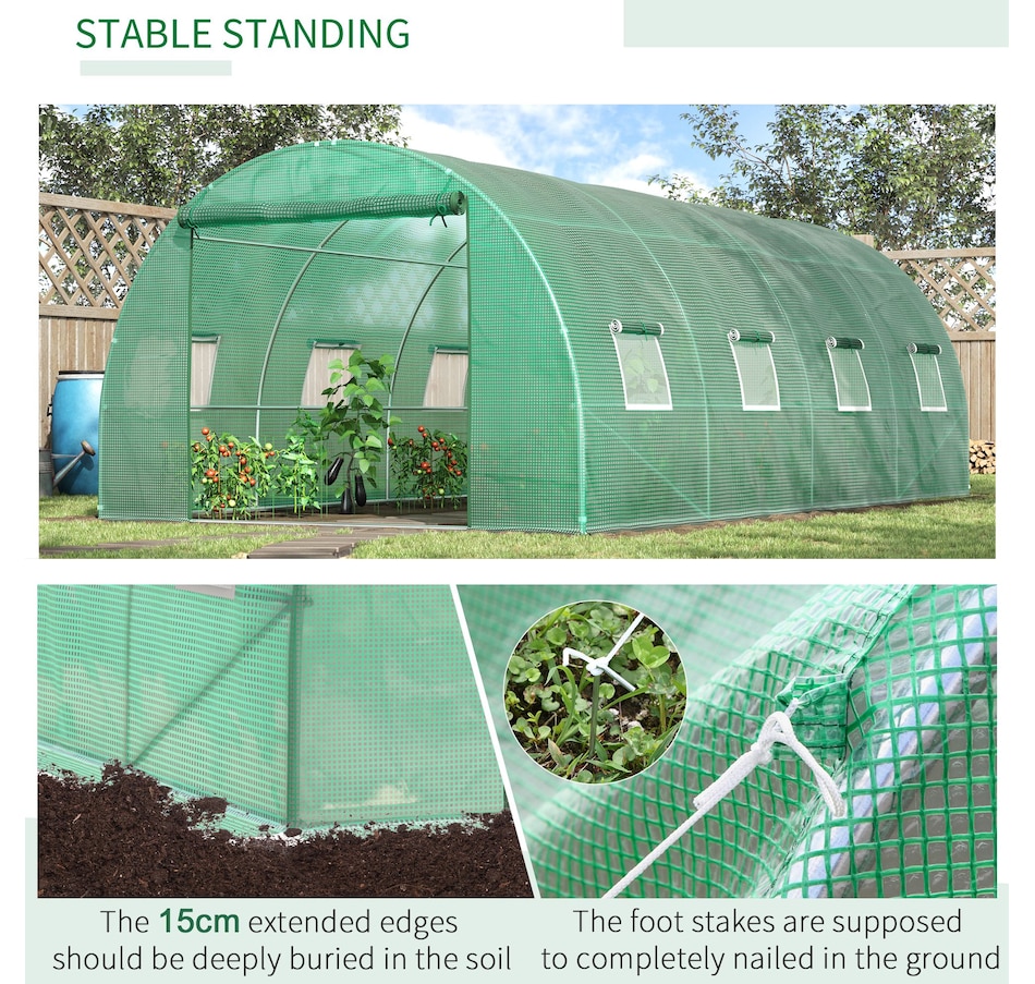 Image 976225_ALTMORE4.jpg, Product 976-225 / Price $192.99, Outsunny Walk-in Tunnel Greenhouse 19 x 10 x 6.6 ft Hoop House, Green from Outsunny on TSC.ca's Home & Garden department