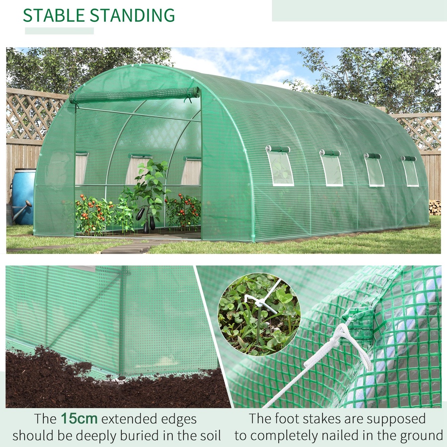 Image 976225_ALTMORE4.jpg, Product 976-225 / Price $189.99, Outsunny Walk-in Tunnel Greenhouse 19 x 10 x 6.6 ft Hoop House, Green from Outsunny on TSC.ca's Home & Garden department