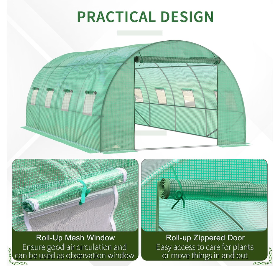 Image 976225_ALTMORE5.jpg, Product 976-225 / Price $192.99, Outsunny Walk-in Tunnel Greenhouse 19 x 10 x 6.6 ft Hoop House, Green from Outsunny on TSC.ca's Home & Garden department