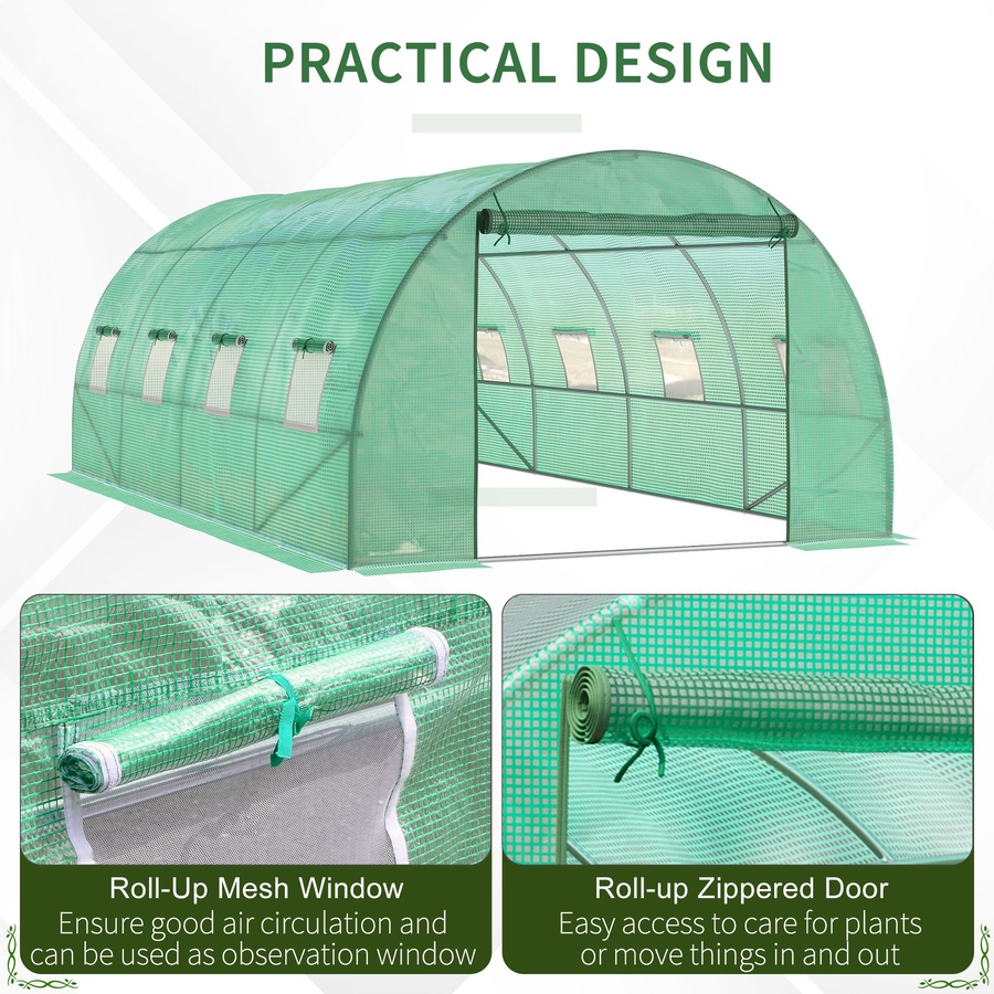 Image 976225_ALTMORE5.jpg, Product 976-225 / Price $189.99, Outsunny Walk-in Tunnel Greenhouse 19 x 10 x 6.6 ft Hoop House, Green from Outsunny on TSC.ca's Home & Garden department