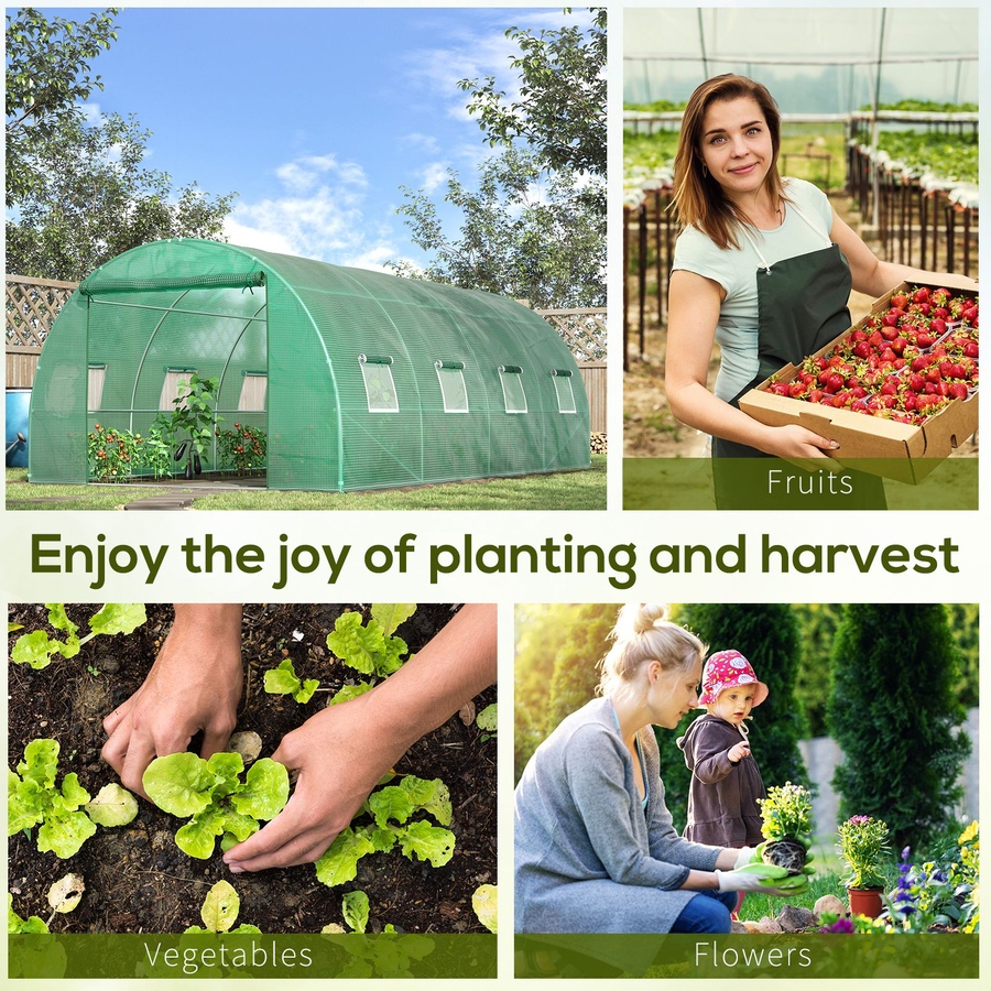 Image 976225_ALTMORE6.jpg, Product 976-225 / Price $189.99, Outsunny Walk-in Tunnel Greenhouse 19 x 10 x 6.6 ft Hoop House, Green from Outsunny on TSC.ca's Home & Garden department
