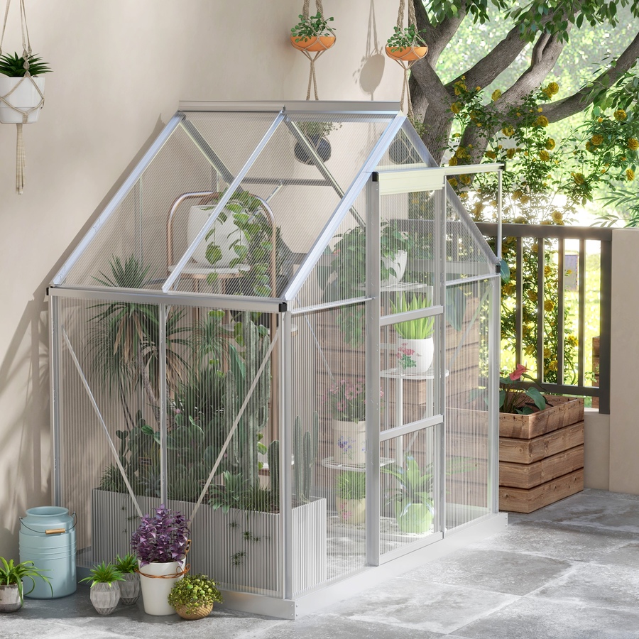 Image 976226_ALTMORE1.jpg, Product 976-226 / Price $279.99, Outsunny 6' x 4' Walk-In Polycarbonate Greenhouse with Foundation Window from Outsunny on TSC.ca's Home & Garden department