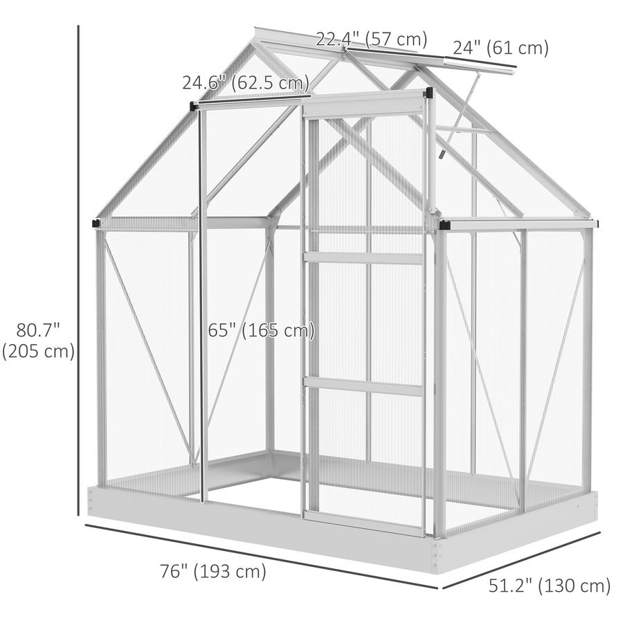Image 976226_ALTMORE2.jpg, Product 976-226 / Price $279.99, Outsunny 6' x 4' Walk-In Polycarbonate Greenhouse with Foundation Window from Outsunny on TSC.ca's Home & Garden department