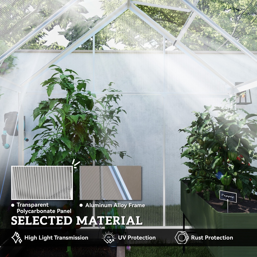 Image 976226_ALTMORE4.jpg, Product 976-226 / Price $279.99, Outsunny 6' x 4' Walk-In Polycarbonate Greenhouse with Foundation Window from Outsunny on TSC.ca's Home & Garden department