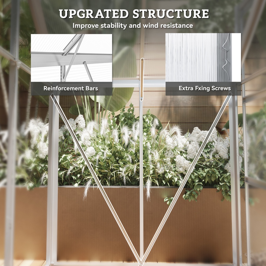 Image 976226_ALTMORE5.jpg, Product 976-226 / Price $279.99, Outsunny 6' x 4' Walk-In Polycarbonate Greenhouse with Foundation Window from Outsunny on TSC.ca's Home & Garden department