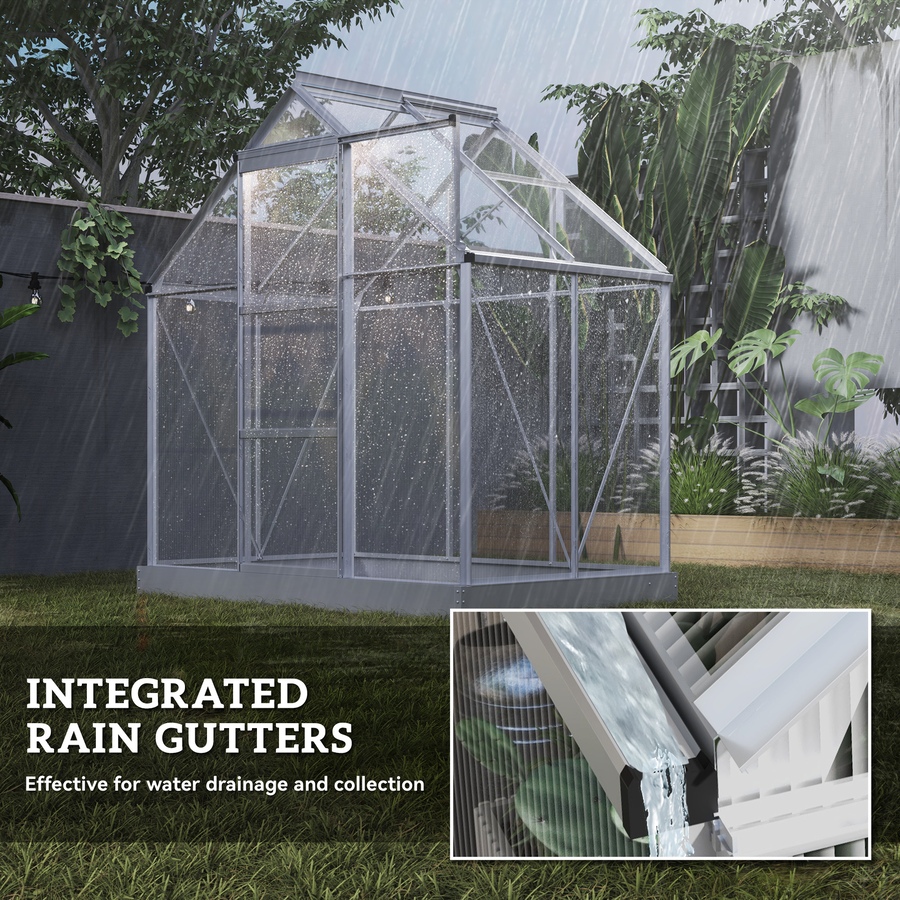 Image 976226_ALTMORE6.jpg, Product 976-226 / Price $279.99, Outsunny 6' x 4' Walk-In Polycarbonate Greenhouse with Foundation Window from Outsunny on TSC.ca's Home & Garden department