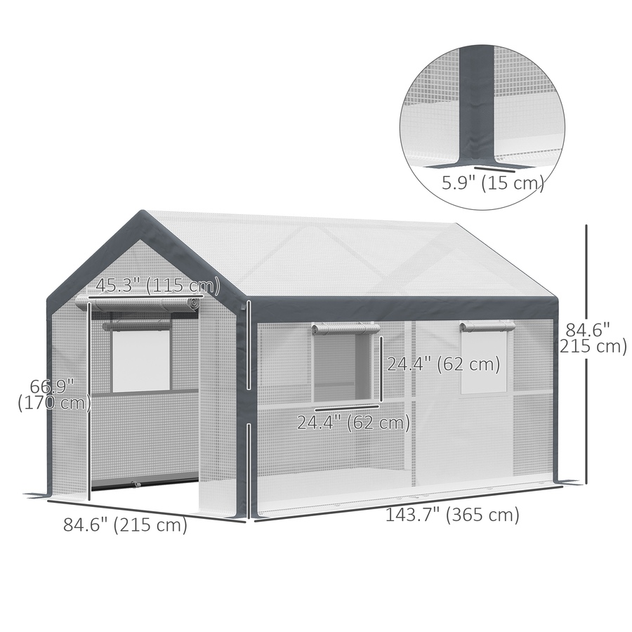 Image 976228_ALTMORE2.jpg, Product 976-228 / Price $256.99, Outsunny 7' x 12' x 7' Heavy Duty Walk-In Greenhouse Seed Growth Tent White from Outsunny on TSC.ca's Home & Garden department