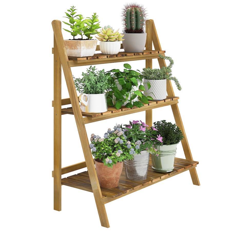 Image 976230.jpg, Product 976-230 / Price $81.99, Outsunny Outdoor Plant Stand, Foldable 3-Tier Wooden Plant Shelf from Outsunny on TSC.ca's Home & Garden department