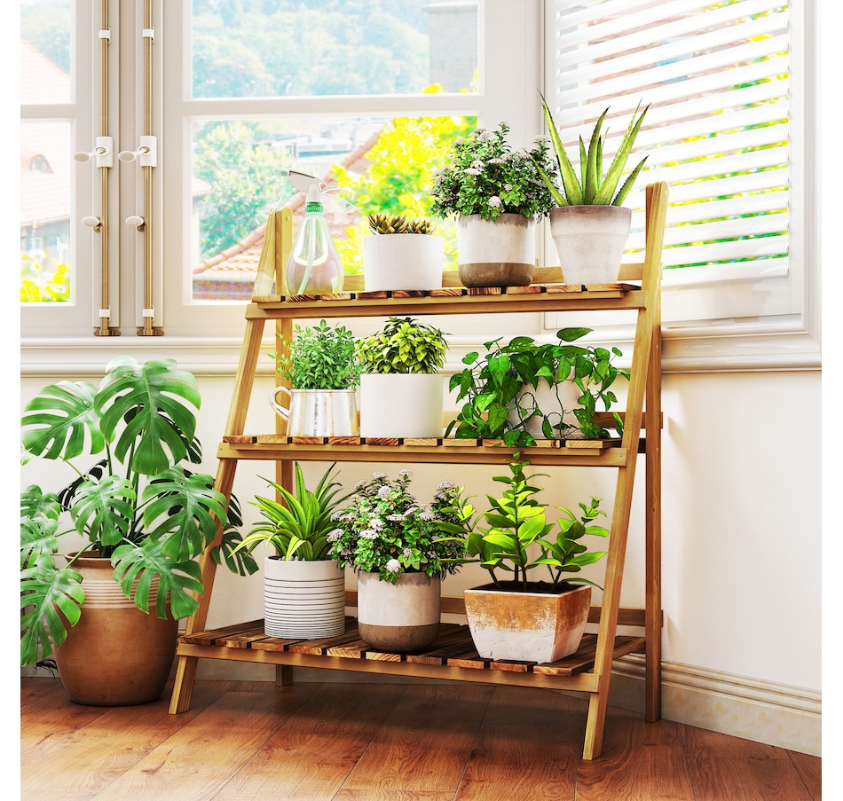 Image 976230_ALTMORE1.jpg, Product 976-230 / Price $74.99, Outsunny Outdoor Plant Stand, Foldable 3-Tier Wooden Plant Shelf from Outsunny on TSC.ca's Home & Garden department