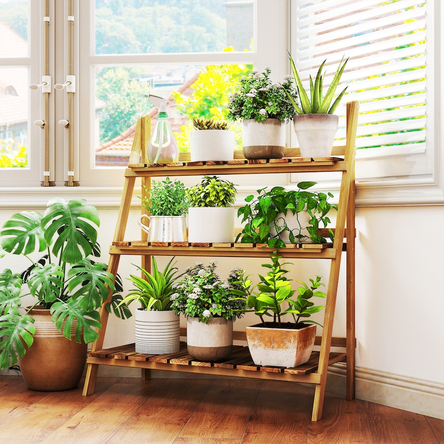 Image 976230_ALTMORE1.jpg, Product 976-230 / Price $81.99, Outsunny Outdoor Plant Stand, Foldable 3-Tier Wooden Plant Shelf from Outsunny on TSC.ca's Home & Garden department