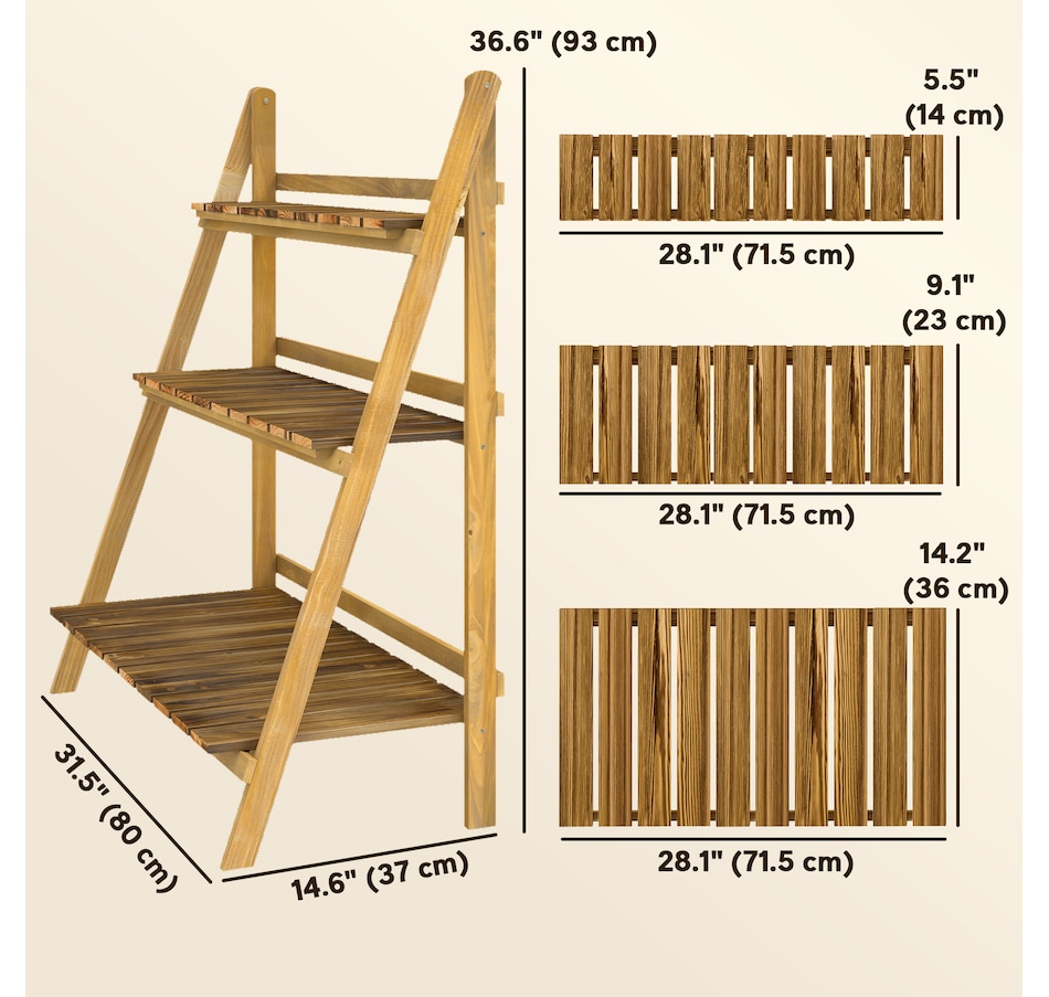 Image 976230_ALTMORE2.jpg, Product 976-230 / Price $74.99, Outsunny Outdoor Plant Stand, Foldable 3-Tier Wooden Plant Shelf from Outsunny on TSC.ca's Home & Garden department