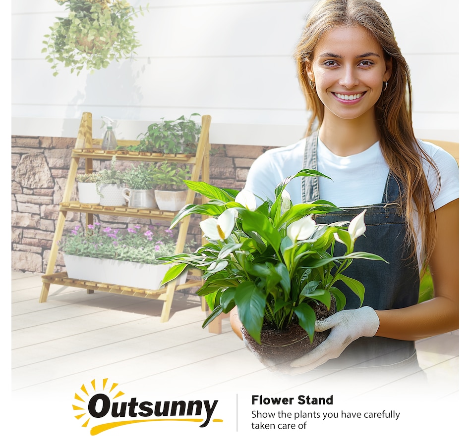 Image 976230_ALTMORE8.jpg, Product 976-230 / Price $74.99, Outsunny Outdoor Plant Stand, Foldable 3-Tier Wooden Plant Shelf from Outsunny on TSC.ca's Home & Garden department