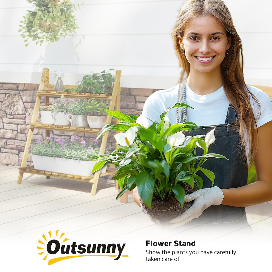 Image 976230_ALTMORE8.jpg, Product 976-230 / Price $81.99, Outsunny Outdoor Plant Stand, Foldable 3-Tier Wooden Plant Shelf from Outsunny on TSC.ca's Home & Garden department