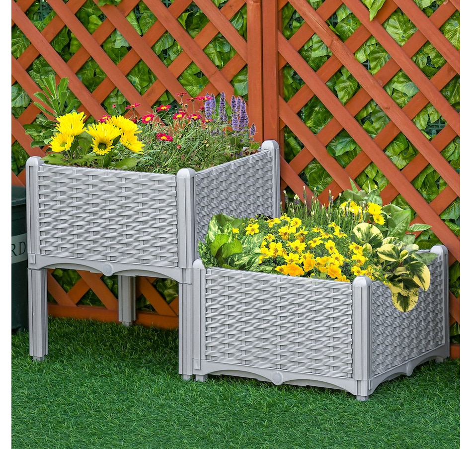 Image 976235_ALTMORE1.jpg, Product 976-235 / Price $49.99, Outsunny 2 Piece Raised Garden Bed PP Raised Flower Bed Light Grey from Outsunny on TSC.ca's Home & Garden department