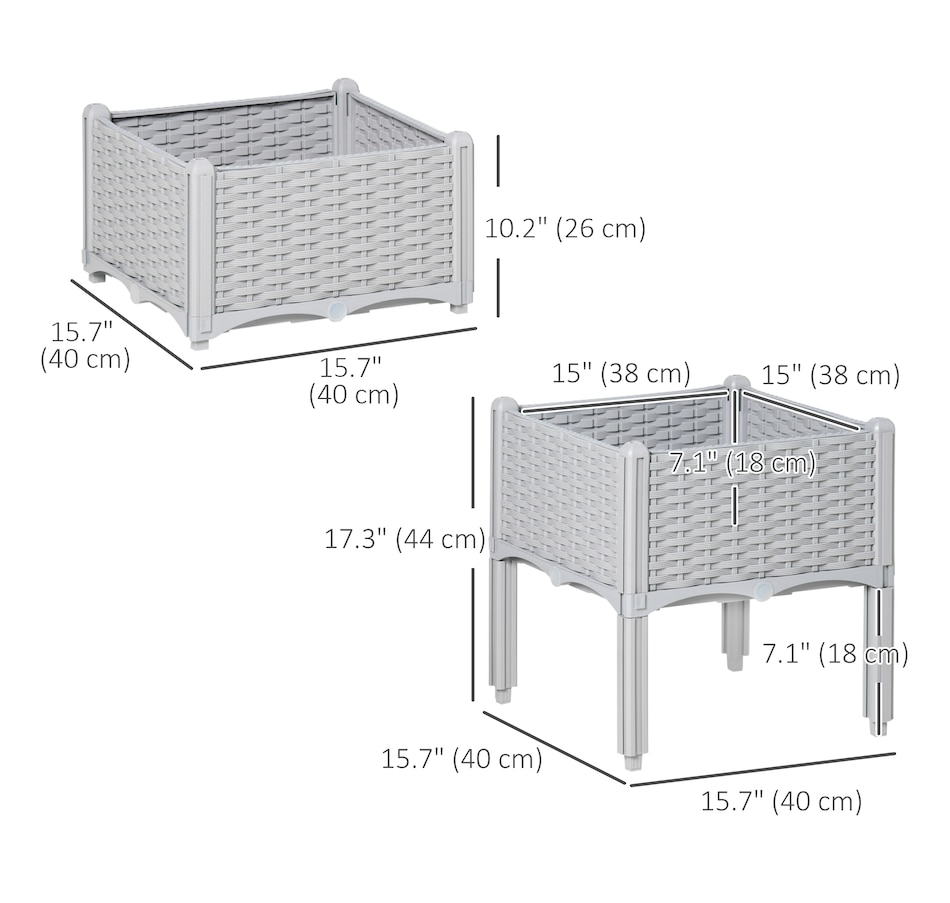 Image 976235_ALTMORE2.jpg, Product 976-235 / Price $49.99, Outsunny 2 Piece Raised Garden Bed PP Raised Flower Bed Light Grey from Outsunny on TSC.ca's Home & Garden department