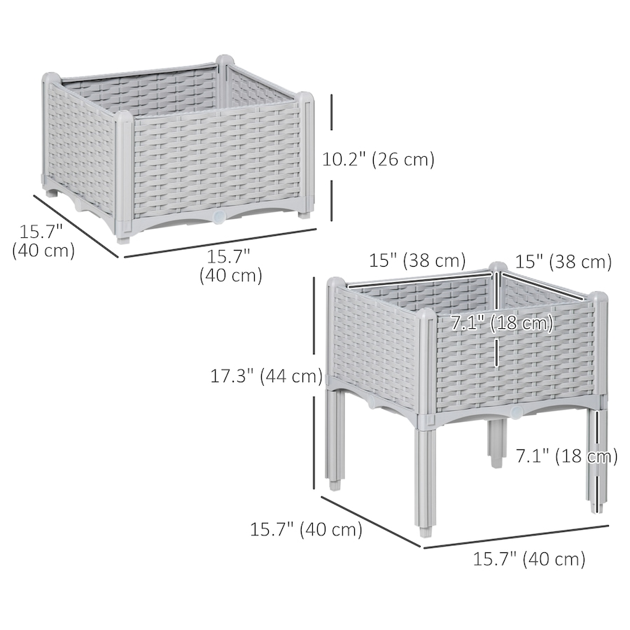 Image 976235_ALTMORE2.jpg, Product 976-235 / Price $57.99, Outsunny 2 Piece Raised Garden Bed PP Raised Flower Bed Light Grey from Outsunny on TSC.ca's Home & Garden department
