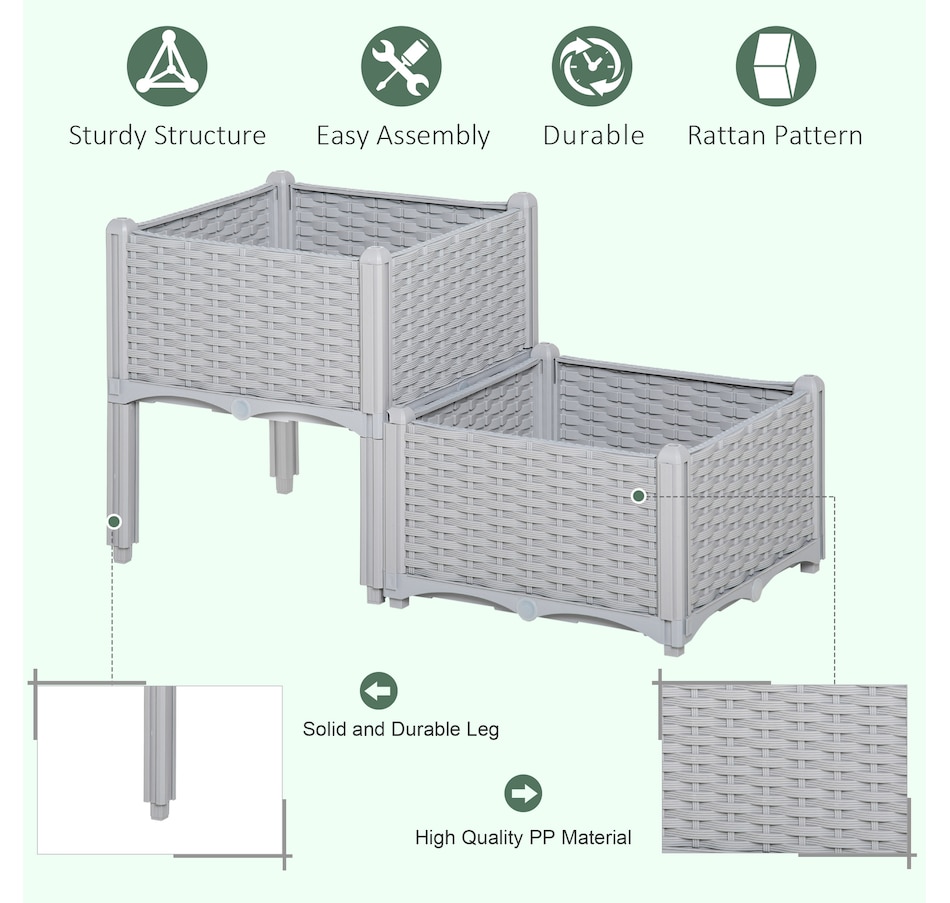 Image 976235_ALTMORE3.jpg, Product 976-235 / Price $49.99, Outsunny 2 Piece Raised Garden Bed PP Raised Flower Bed Light Grey from Outsunny on TSC.ca's Home & Garden department