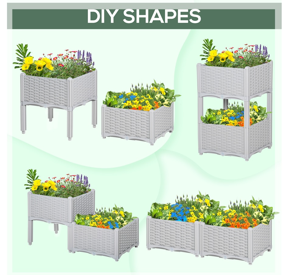Image 976235_ALTMORE4.jpg, Product 976-235 / Price $49.99, Outsunny 2 Piece Raised Garden Bed PP Raised Flower Bed Light Grey from Outsunny on TSC.ca's Home & Garden department