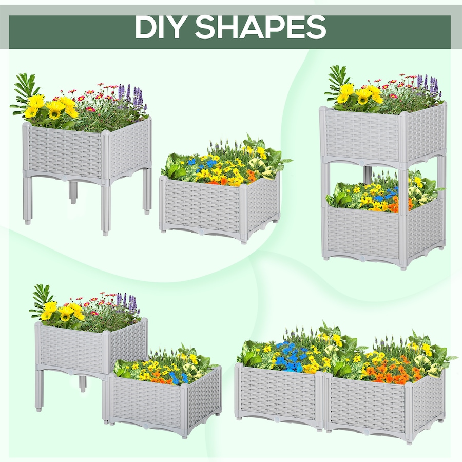 Image 976235_ALTMORE4.jpg, Product 976-235 / Price $57.99, Outsunny 2 Piece Raised Garden Bed PP Raised Flower Bed Light Grey from Outsunny on TSC.ca's Home & Garden department