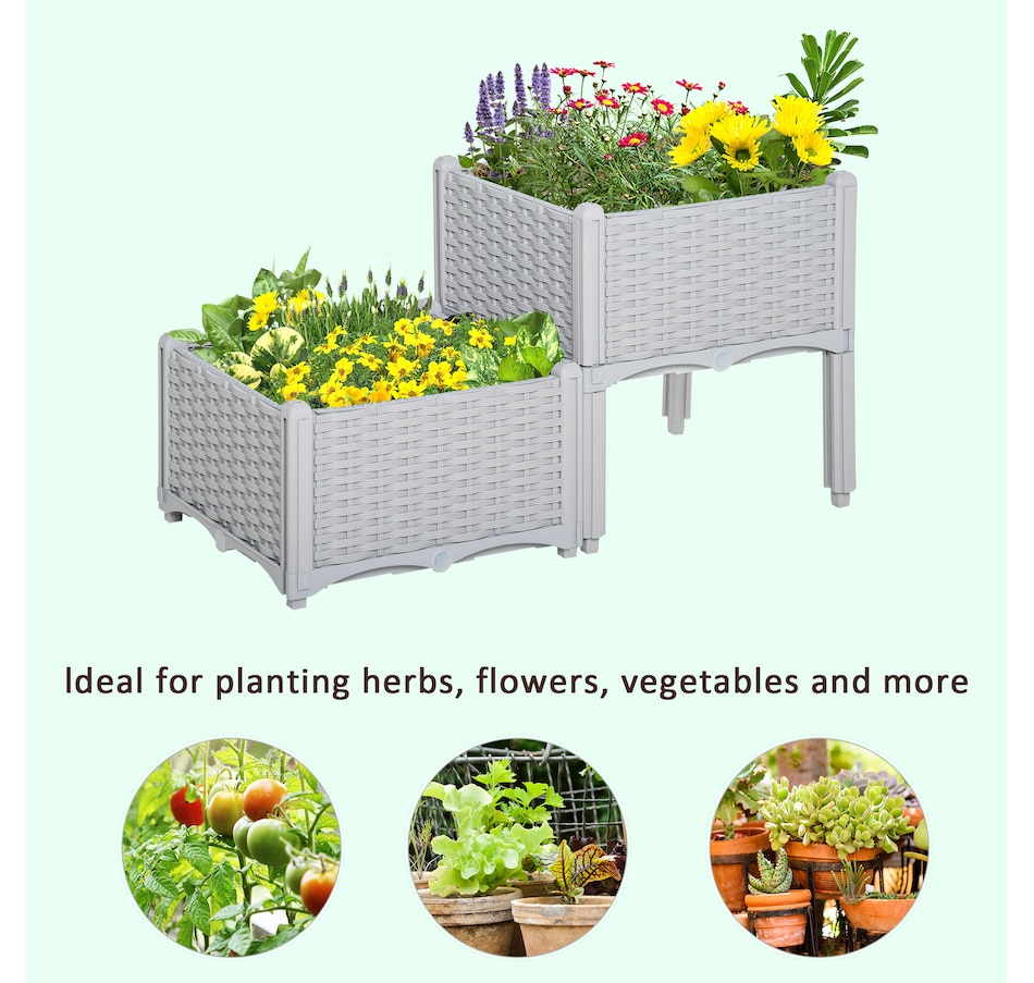 Image 976235_ALTMORE6.jpg, Product 976-235 / Price $49.99, Outsunny 2 Piece Raised Garden Bed PP Raised Flower Bed Light Grey from Outsunny on TSC.ca's Home & Garden department