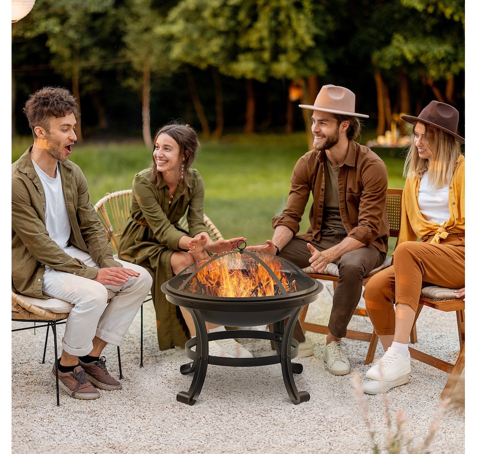 Image 976236_ALTMORE1.jpg, Product 976-236 / Price $94.99, Outsunny Outdoor Fire Pit, Wood Burner with Screen and Poker, Black from Outsunny on TSC.ca's department