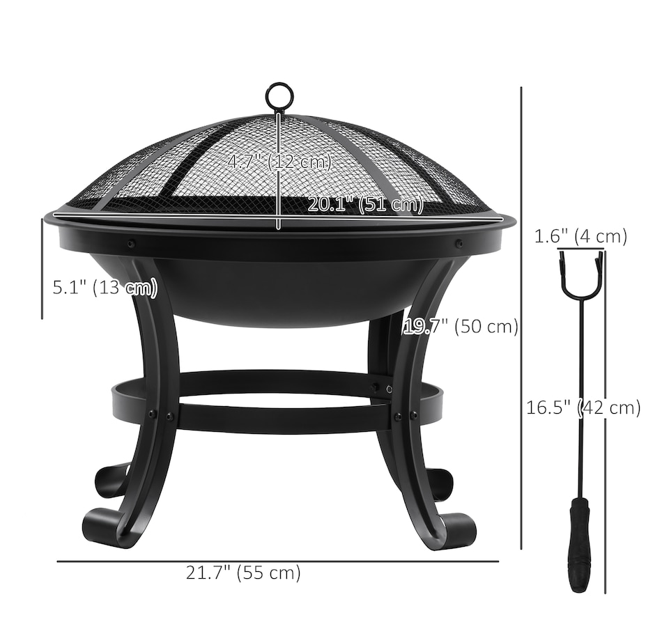 Image 976236_ALTMORE2.jpg, Product 976-236 / Price $94.99, Outsunny Outdoor Fire Pit, Wood Burner with Screen and Poker, Black from Outsunny on TSC.ca's department