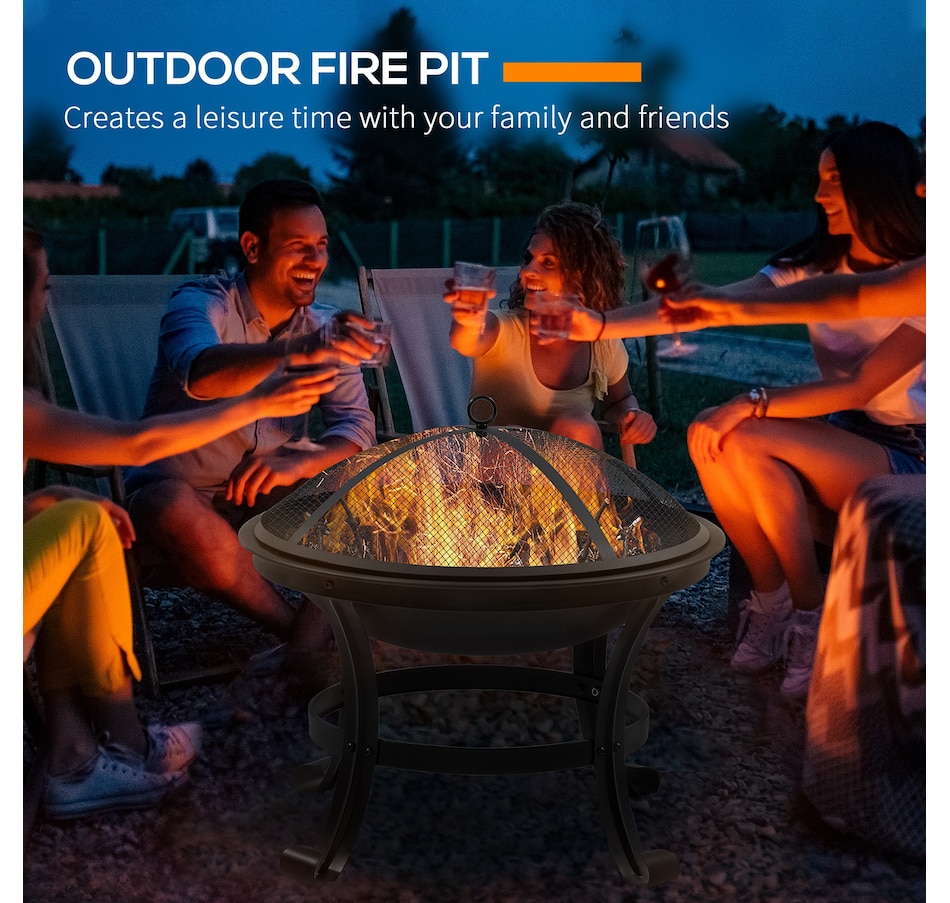 Image 976236_ALTMORE3.jpg, Product 976-236 / Price $94.99, Outsunny Outdoor Fire Pit, Wood Burner with Screen and Poker, Black from Outsunny on TSC.ca's department