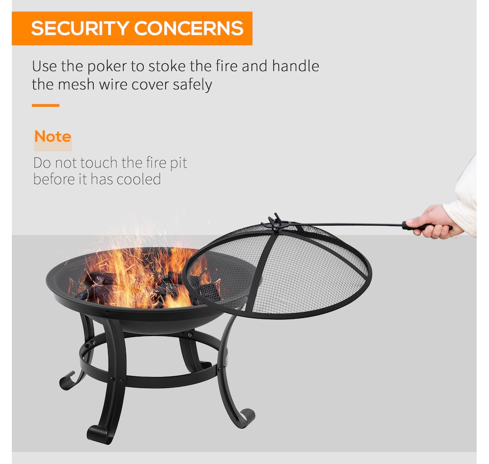 Image 976236_ALTMORE4.jpg, Product 976-236 / Price $94.99, Outsunny Outdoor Fire Pit, Wood Burner with Screen and Poker, Black from Outsunny on TSC.ca's department