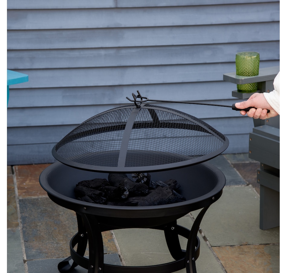 Image 976236_ALTMORE6.jpg, Product 976-236 / Price $94.99, Outsunny Outdoor Fire Pit, Wood Burner with Screen and Poker, Black from Outsunny on TSC.ca's department