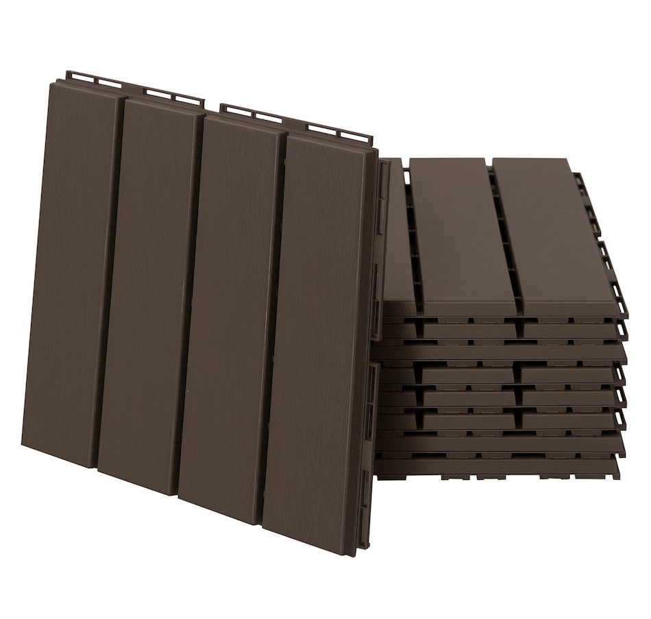Image 976238.png, Product 976-238 / Price $44.99, Outsunny Interlocking Deck Tiles PP Outdoor Flooring Set of 9, Brown from Outsunny on TSC.ca's department