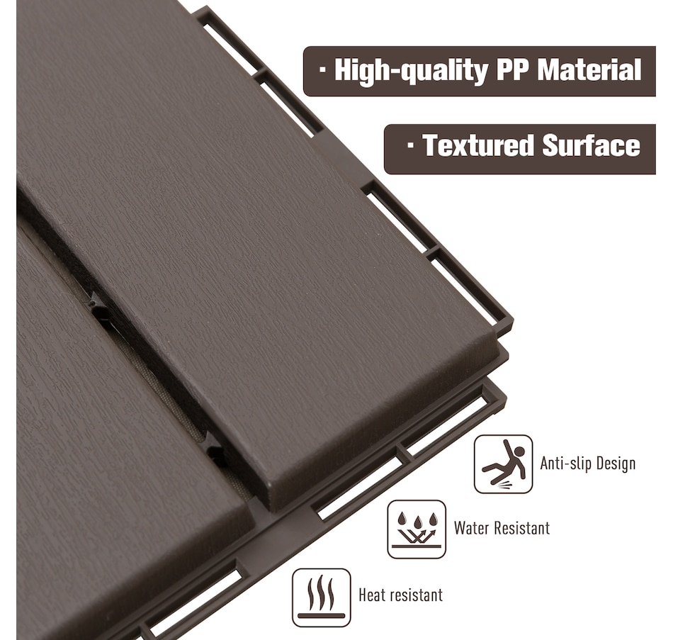 Image 976238_ALTMORE3.jpg, Product 976-238 / Price $44.99, Outsunny Interlocking Deck Tiles PP Outdoor Flooring Set of 9, Brown from Outsunny on TSC.ca's department