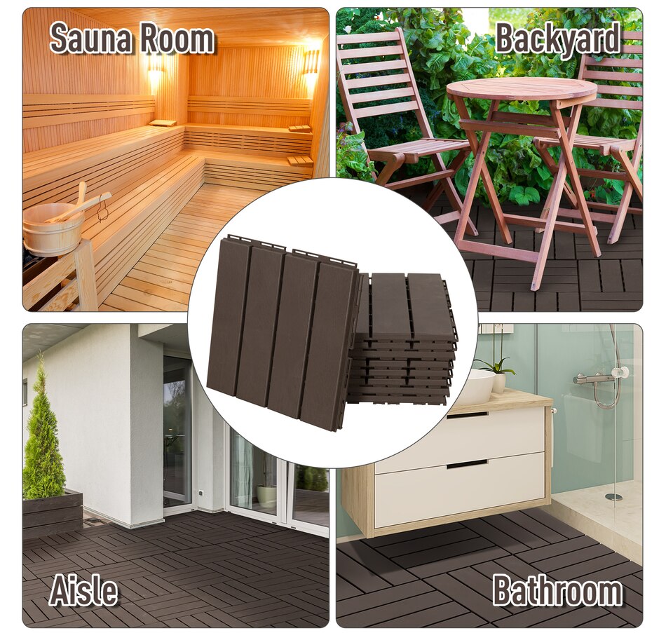 Image 976238_ALTMORE6.jpg, Product 976-238 / Price $44.99, Outsunny Interlocking Deck Tiles PP Outdoor Flooring Set of 9, Brown from Outsunny on TSC.ca's department