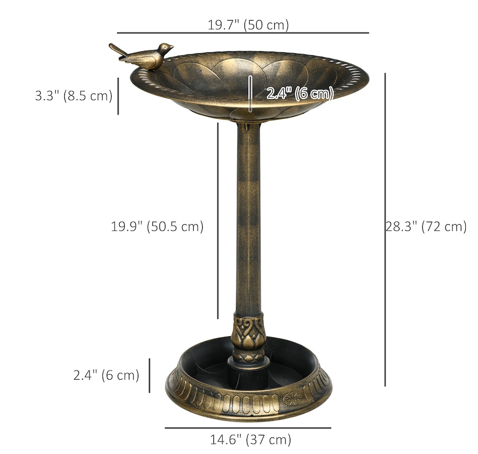 Image 976254_ALTMORE2.jpg, Product 976-254 / Price $49.99, Outsunny Bird Bath for Outdoors, Birdbath with Bird Decoration, Bronze from Outsunny on TSC.ca's Home & Garden department