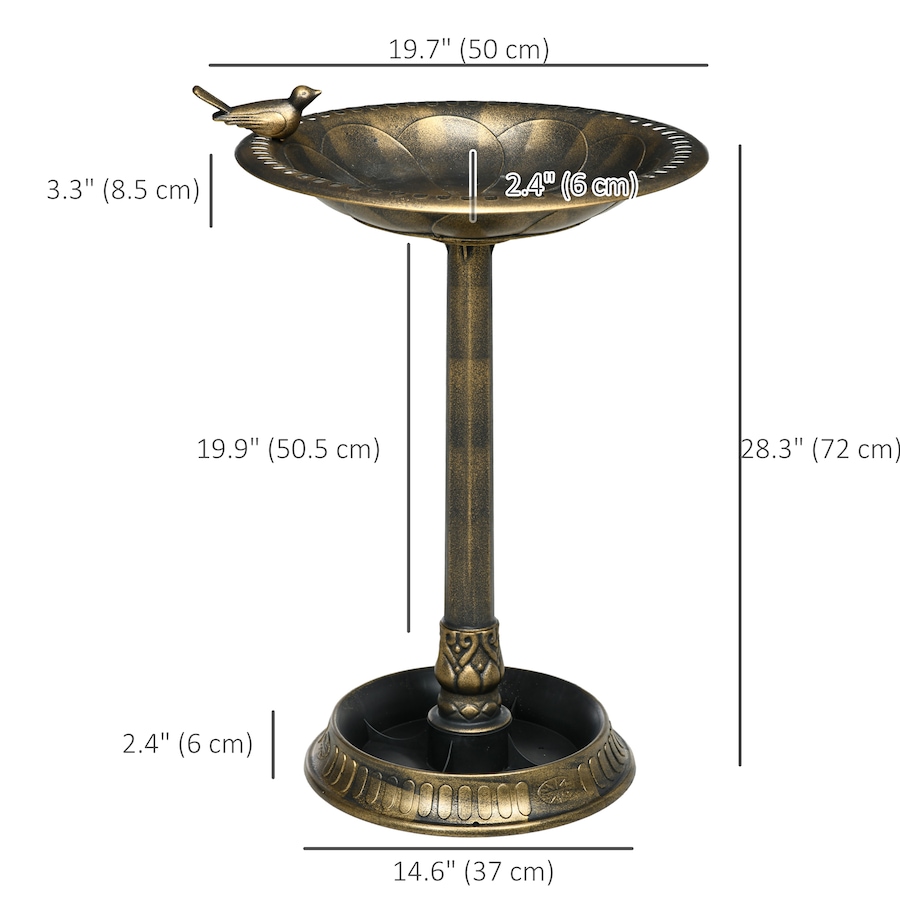 Image 976254_ALTMORE2.jpg, Product 976-254 / Price $56.99, Outsunny Bird Bath for Outdoors, Birdbath with Bird Decoration, Bronze from Outsunny on TSC.ca's Home & Garden department