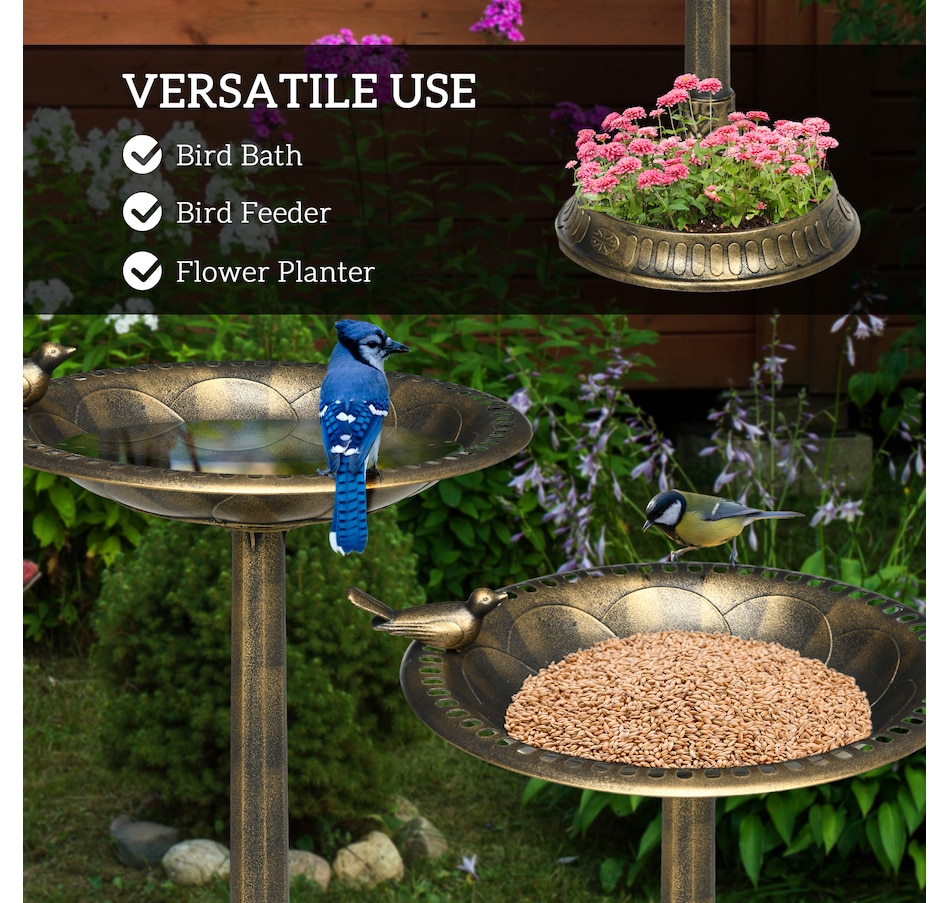 Image 976254_ALTMORE3.jpg, Product 976-254 / Price $49.99, Outsunny Bird Bath for Outdoors, Birdbath with Bird Decoration, Bronze from Outsunny on TSC.ca's Home & Garden department