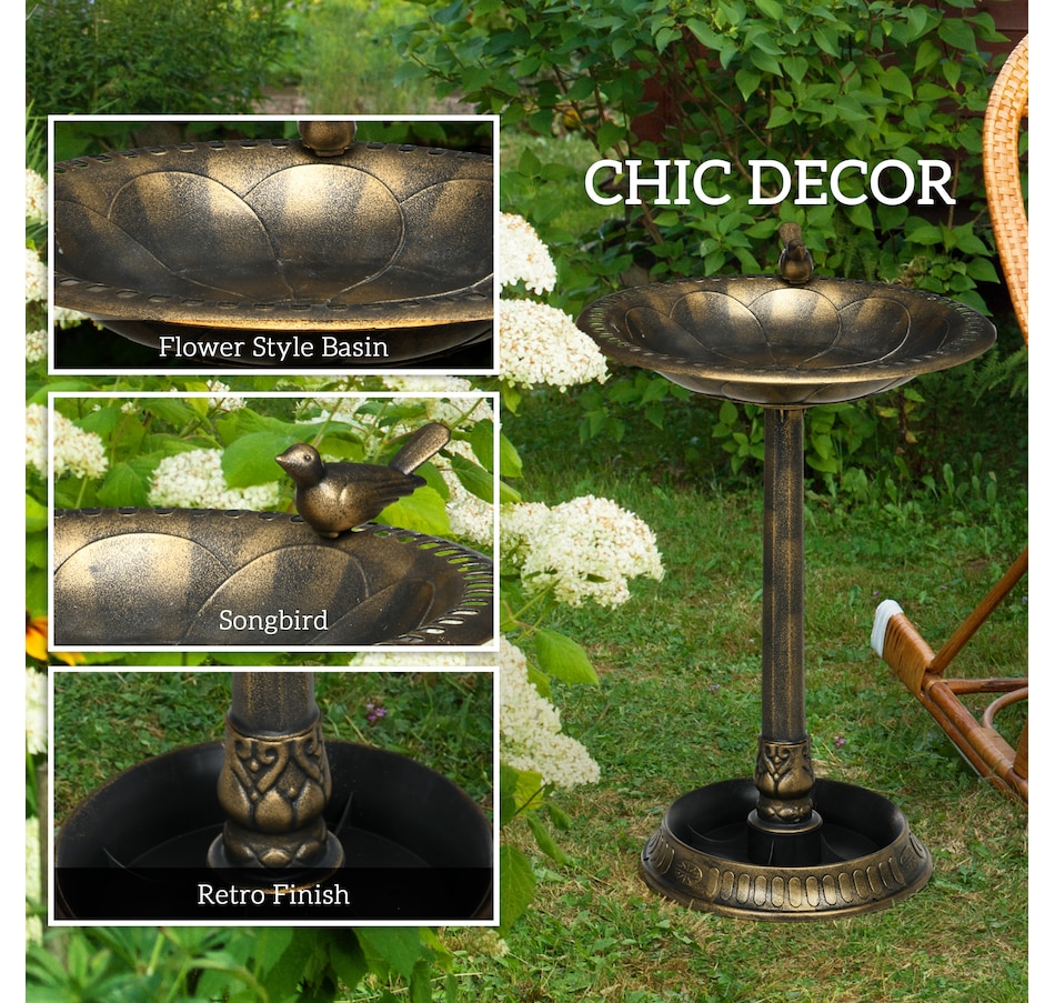 Image 976254_ALTMORE4.jpg, Product 976-254 / Price $49.99, Outsunny Bird Bath for Outdoors, Birdbath with Bird Decoration, Bronze from Outsunny on TSC.ca's Home & Garden department
