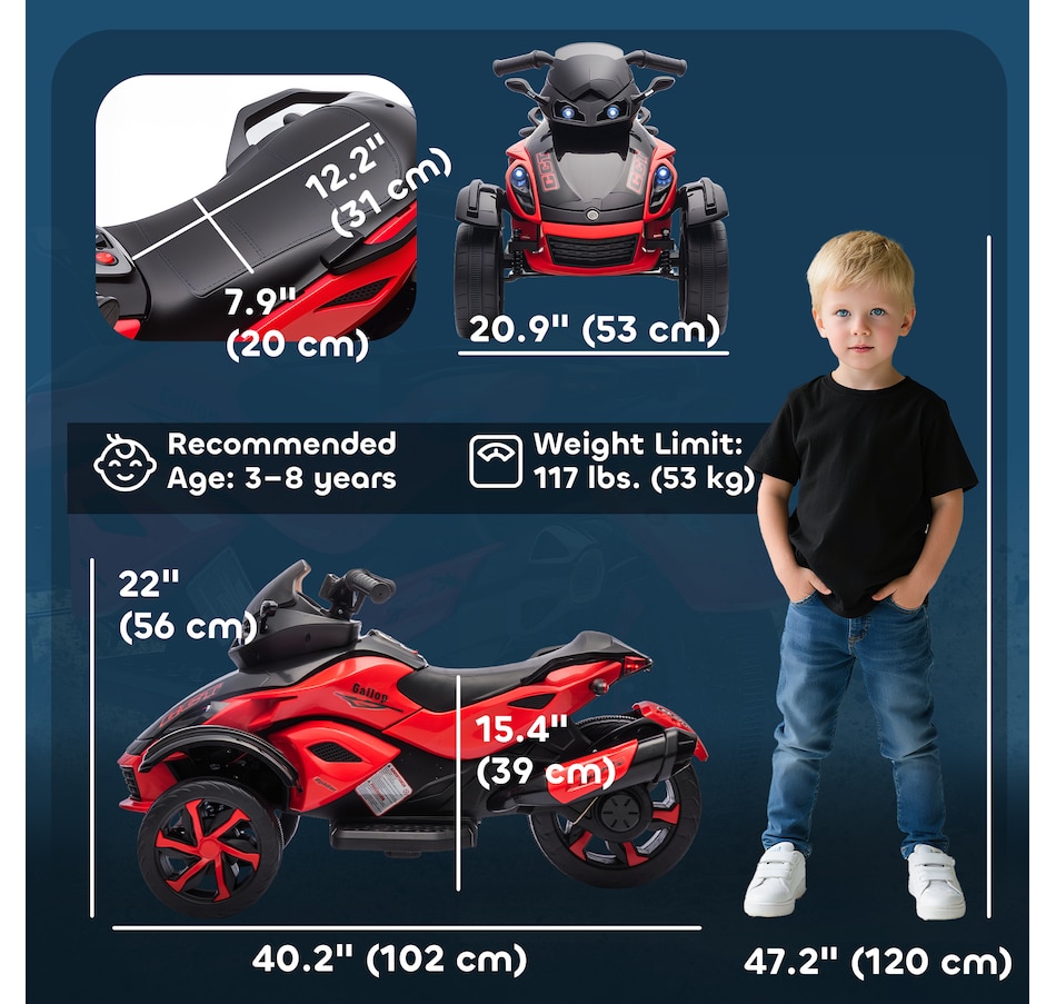 Image 976276_ALTMORE2.jpg, Product 976-276 / Price $139.99, Qaba Kids ATV, 12V 3 Wheeler, Quad for Children 3-8 Years with Soft Start from Qaba on TSC.ca's Toys & Hobbies department