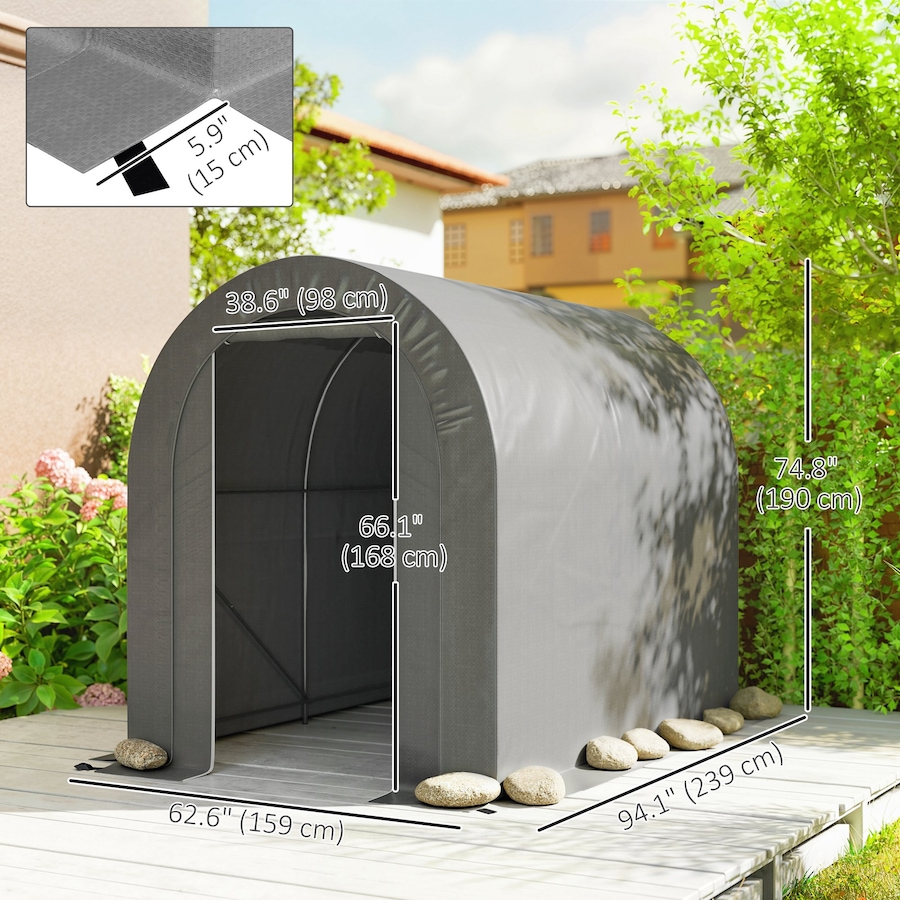 Image 976441_ALTMORE2.jpg, Product 976-441 / Price $169.99, Outsunny 5' x 8' Outdoor Storage Shed, Galvanised Steel Portable Bike Shed from Outsunny on TSC.ca's Home & Garden department