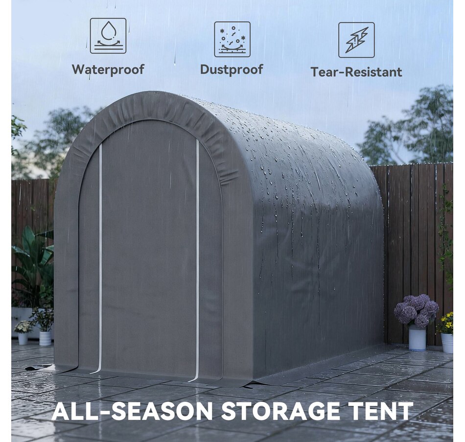 Image 976441_ALTMORE3.jpg, Product 976-441 / Price $160.99, Outsunny 5' x 8' Outdoor Storage Shed, Galvanised Steel Portable Bike Shed from Outsunny on TSC.ca's Home & Garden department