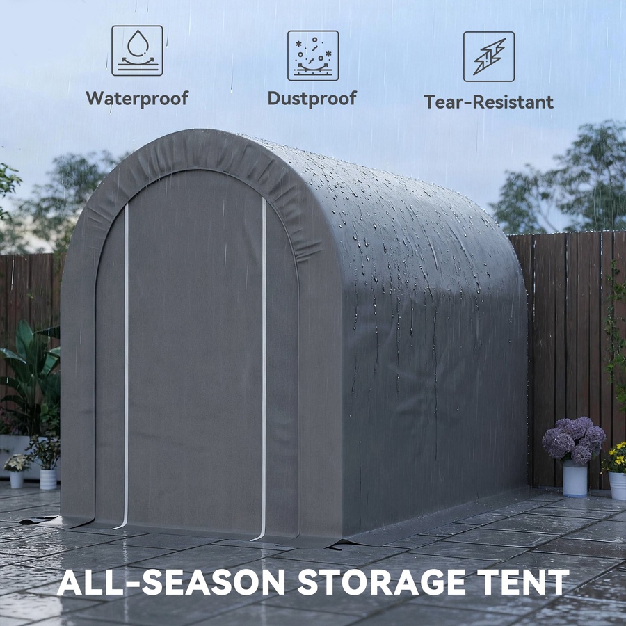Image 976441_ALTMORE3.jpg, Product 976-441 / Price $169.99, Outsunny 5' x 8' Outdoor Storage Shed, Galvanised Steel Portable Bike Shed from Outsunny on TSC.ca's Home & Garden department