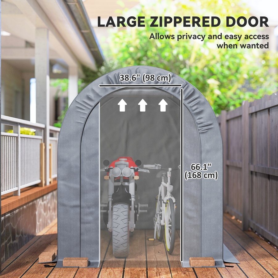 Image 976441_ALTMORE5.jpg, Product 976-441 / Price $169.99, Outsunny 5' x 8' Outdoor Storage Shed, Galvanised Steel Portable Bike Shed from Outsunny on TSC.ca's Home & Garden department