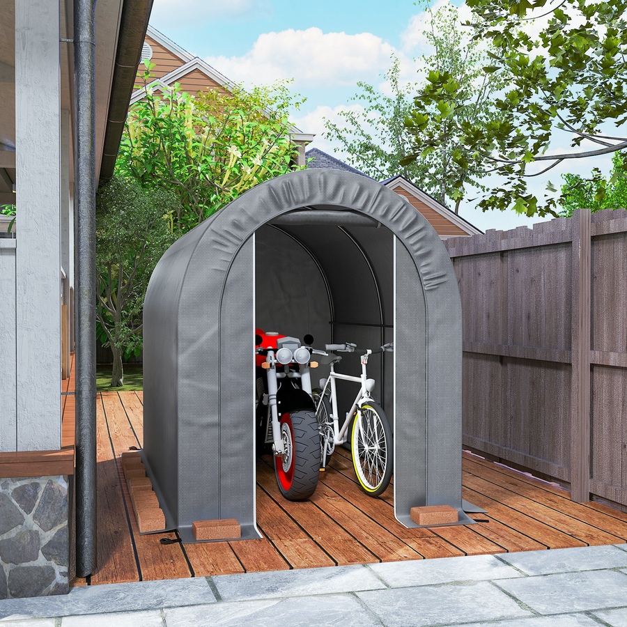 Image 976441_ALTMORE7.jpg, Product 976-441 / Price $169.99, Outsunny 5' x 8' Outdoor Storage Shed, Galvanised Steel Portable Bike Shed from Outsunny on TSC.ca's Home & Garden department