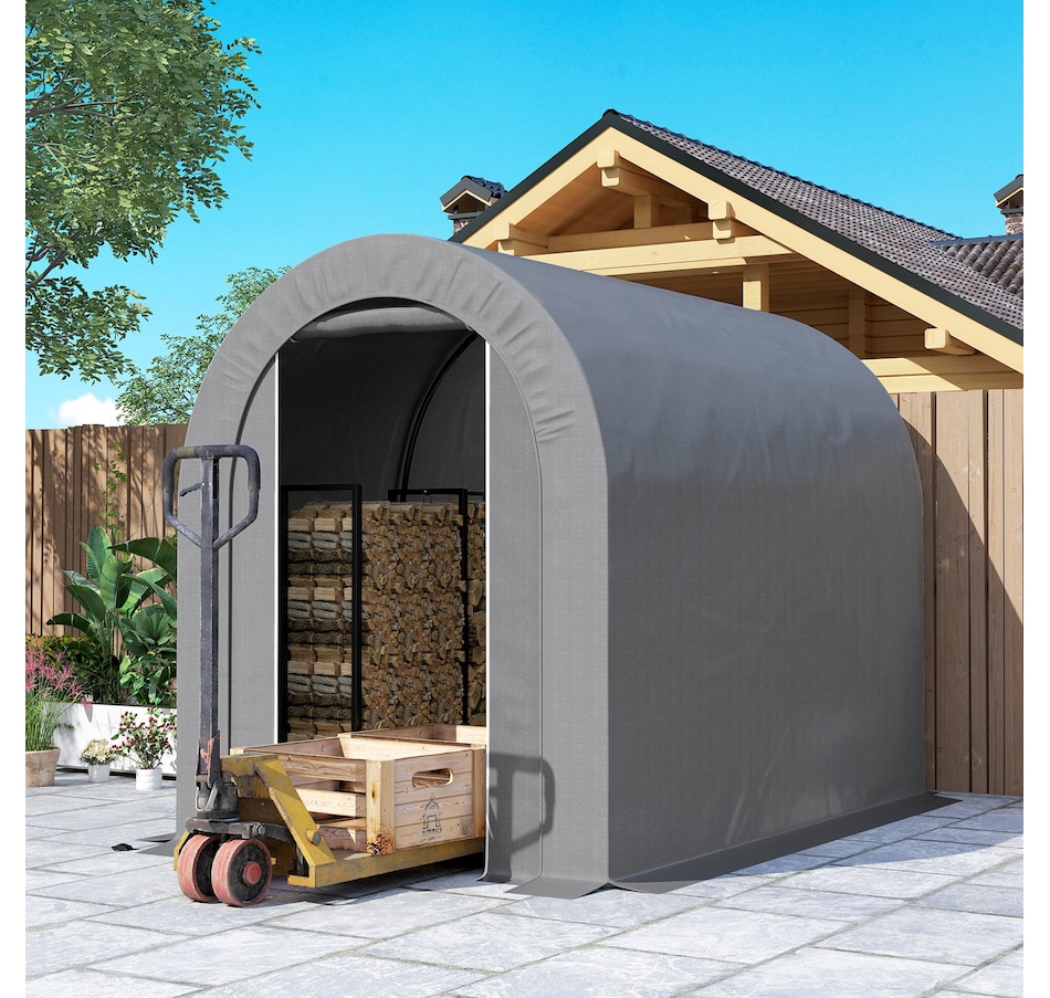 Image 976441_ALTMORE8.jpg, Product 976-441 / Price $160.99, Outsunny 5' x 8' Outdoor Storage Shed, Galvanised Steel Portable Bike Shed from Outsunny on TSC.ca's Home & Garden department