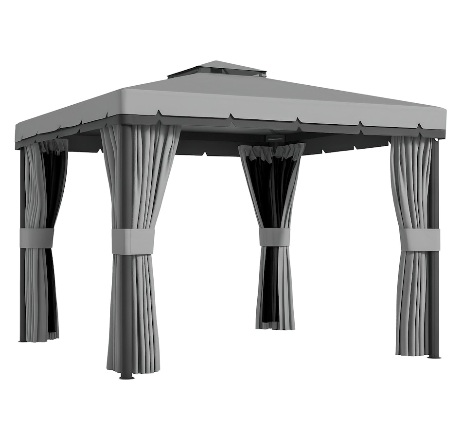Image 976443.png, Product 976-443 / Price $349.99, Outsunny 10' x 10' 2-Tier Patio Gazebo with Mesh Sidewalls, Light Grey from Outsunny on TSC.ca's Home & Garden department