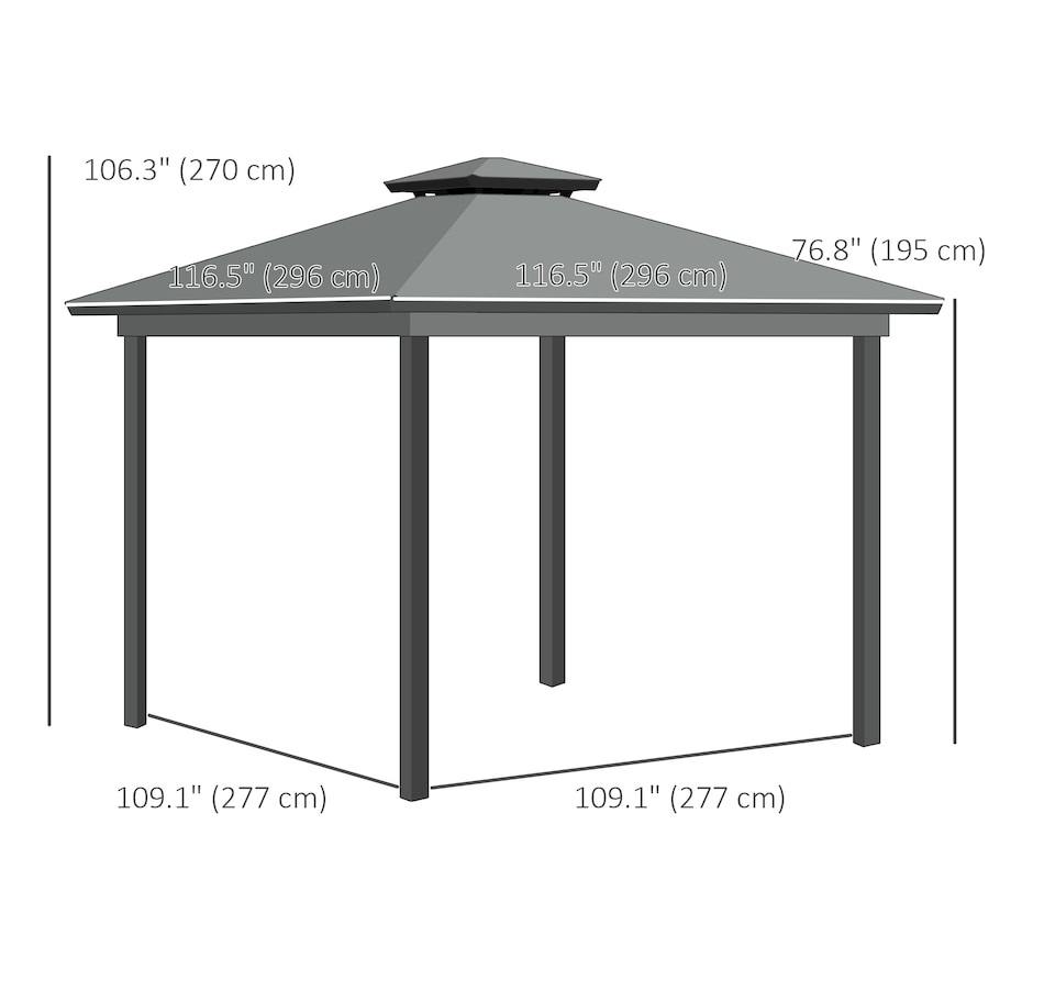 Image 976443_ALTMORE2.jpg, Product 976-443 / Price $349.99, Outsunny 10' x 10' 2-Tier Patio Gazebo with Mesh Sidewalls, Light Grey from Outsunny on TSC.ca's Home & Garden department
